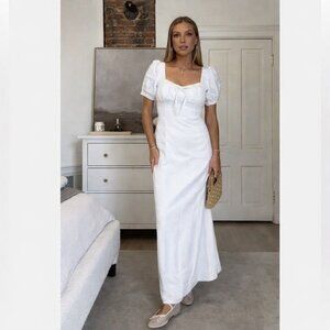Reformation Cherise Linen Midi Long Dress NWT White Size 6